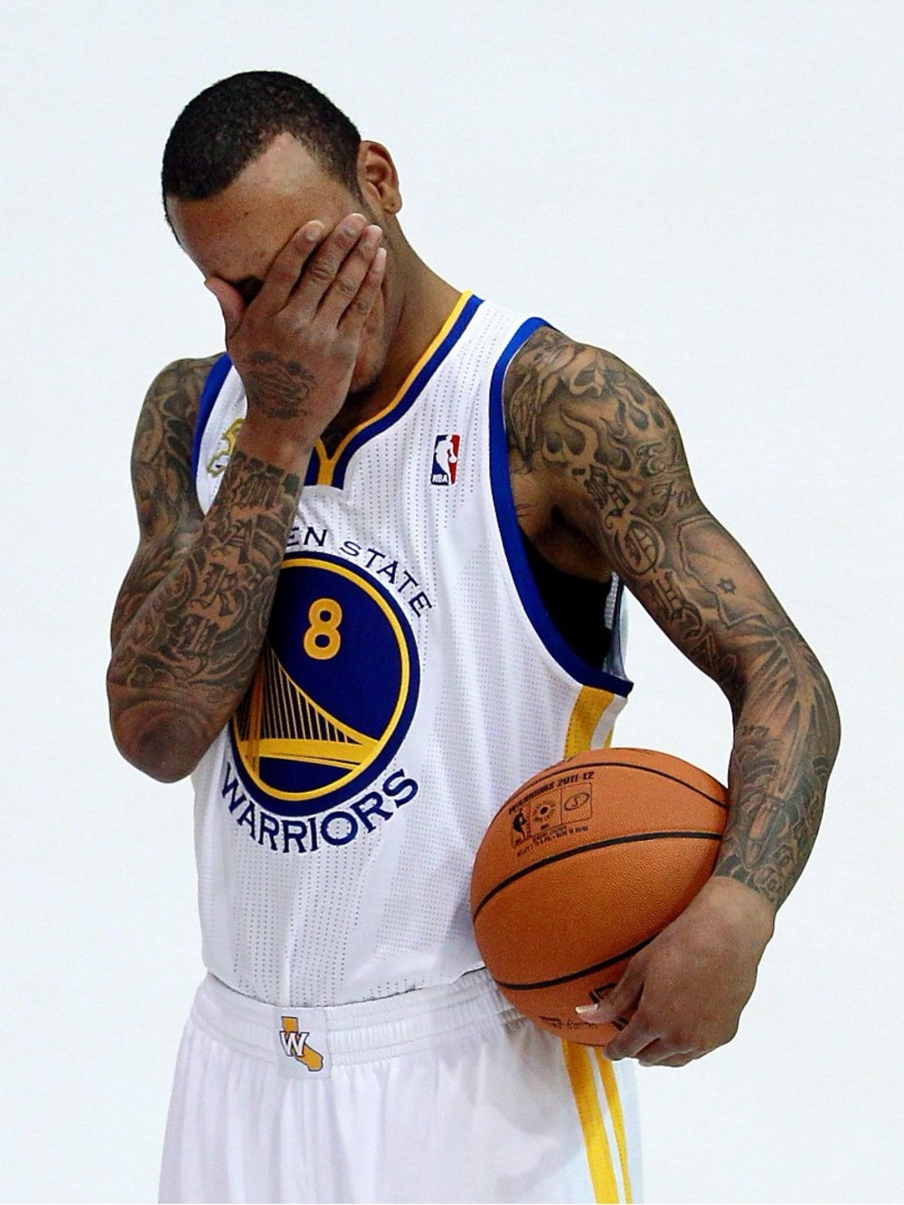 Monta Ellis #8 Golden State Warriors Basketball Jersey - white, blue, yellow